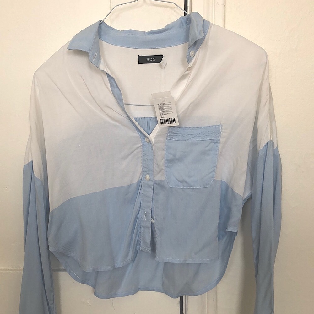 Nwt Collared Button Down Crop
